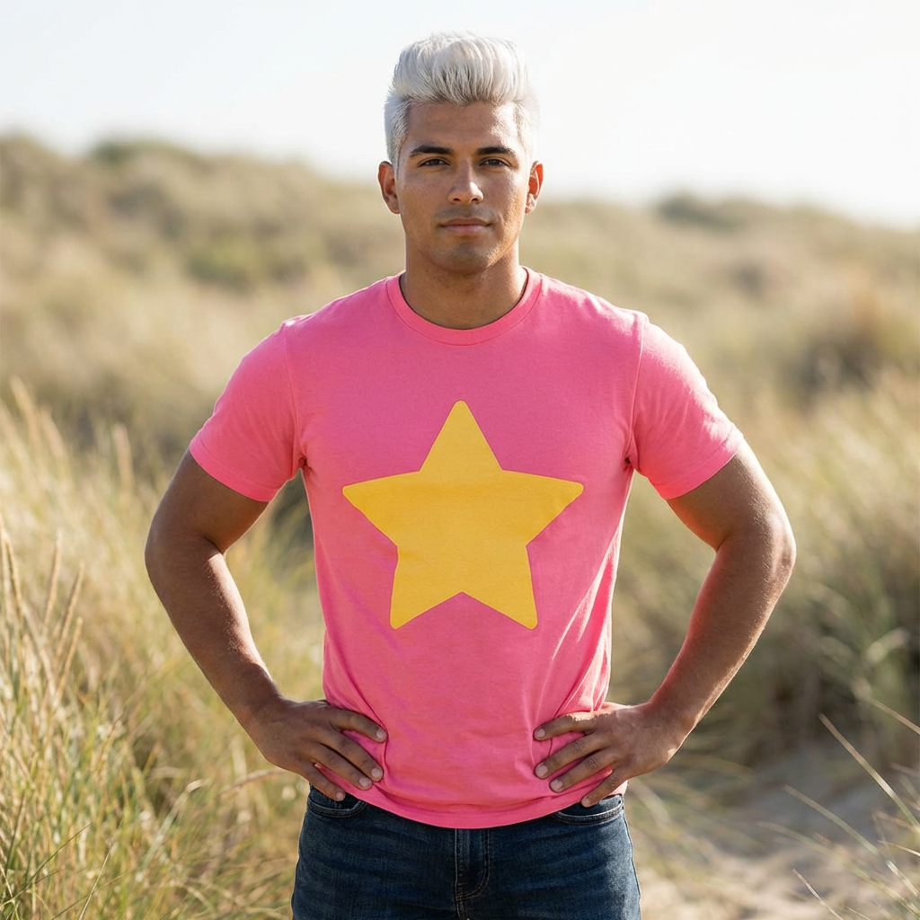 Men's Star Graphic T-Shirt — 'Very Important' Bold Yellow Star Tee
