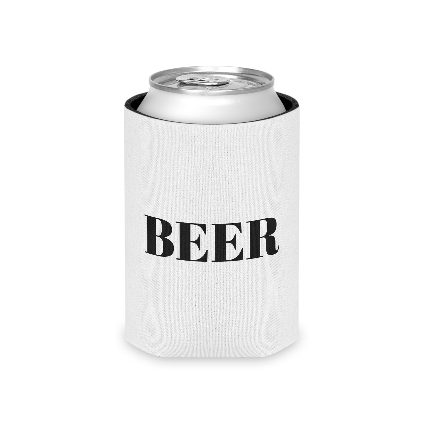 dad gift Can Cooler — "BEER" Minimalist Neoprene Beer Can Cooler